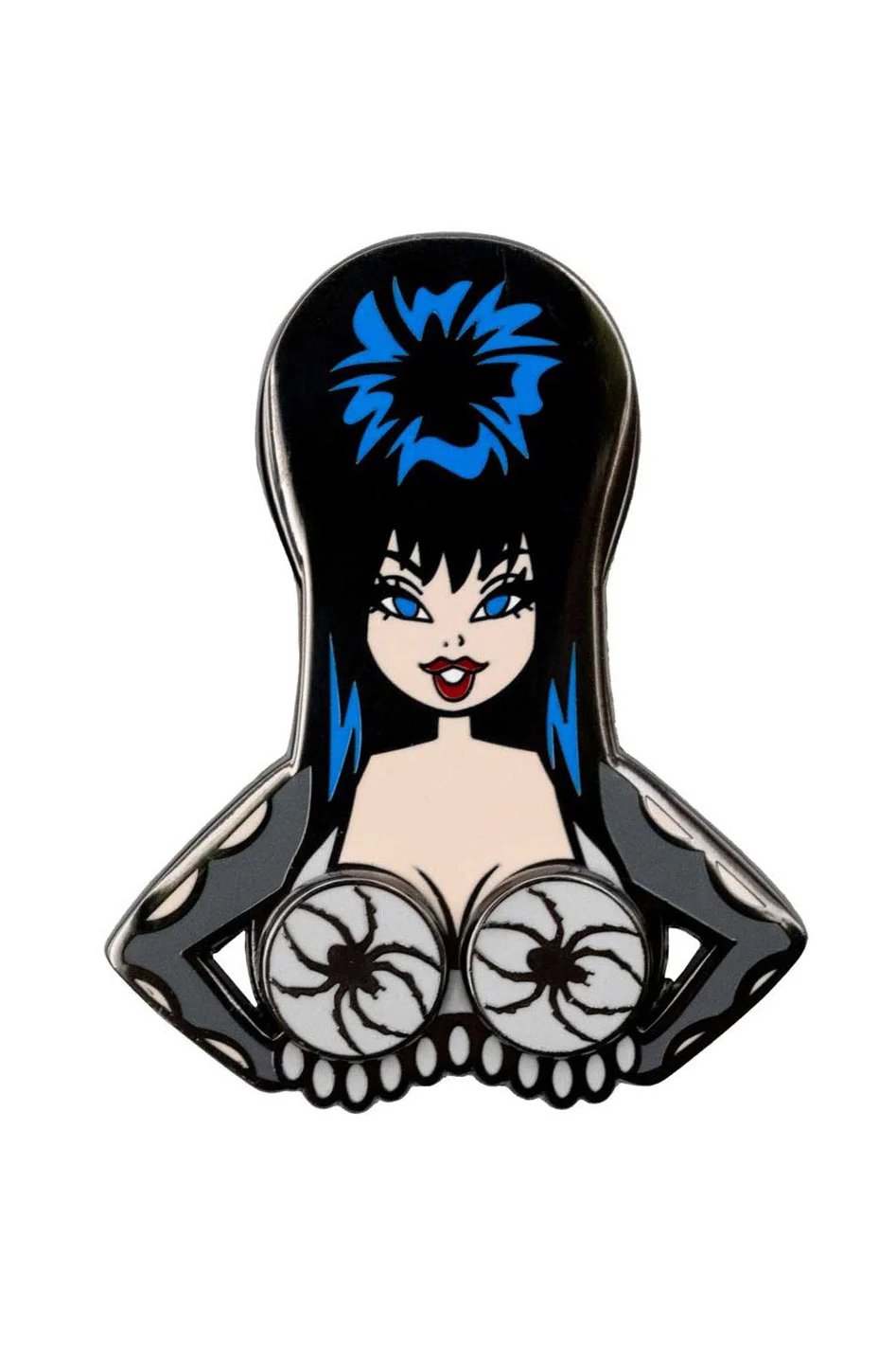 Elvira Spinning Spiders Enamel Pin