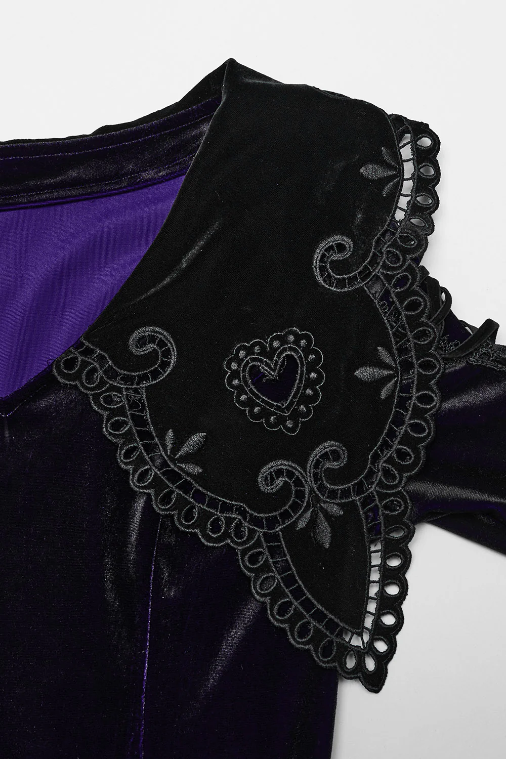Enchantment Embroidered Collar Dress [Black/Violet] - Image 7