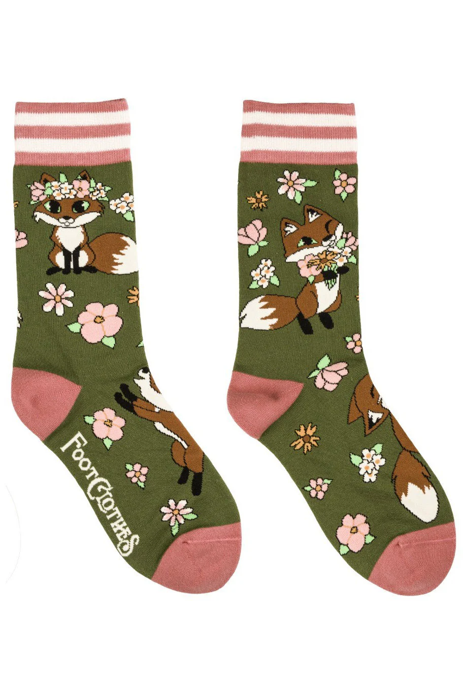 Floral Foxes Crew Socks - Image 3
