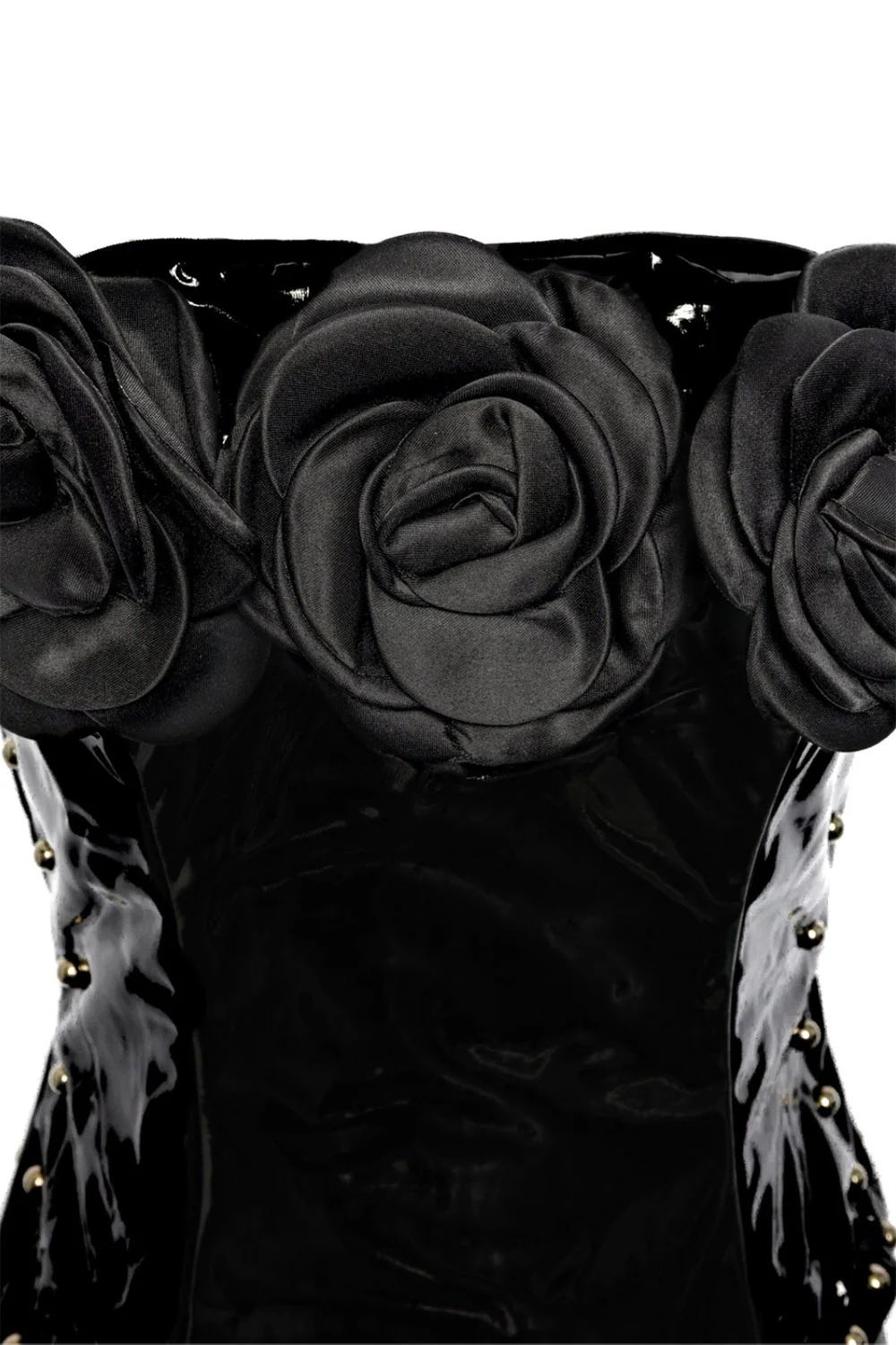Floral Pu Patent Leather Goth Bodysuit - Image 7