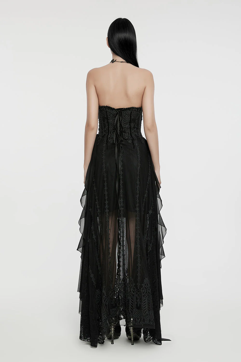 Gathered Gloom Draped Corset Gown - Image 5