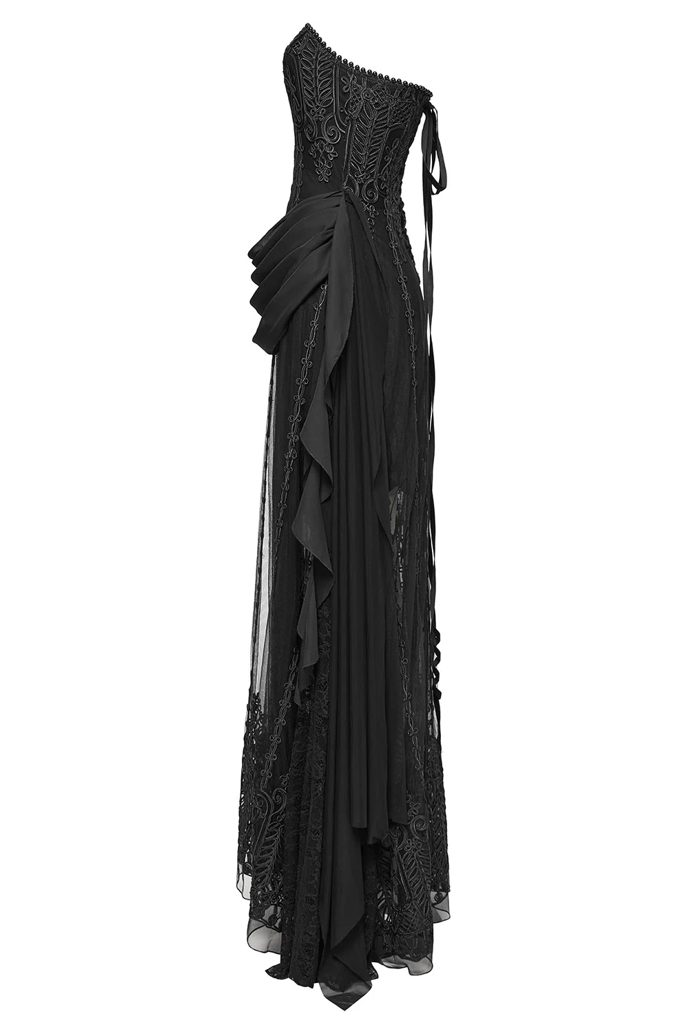 Gathered Gloom Draped Corset Gown - Image 7