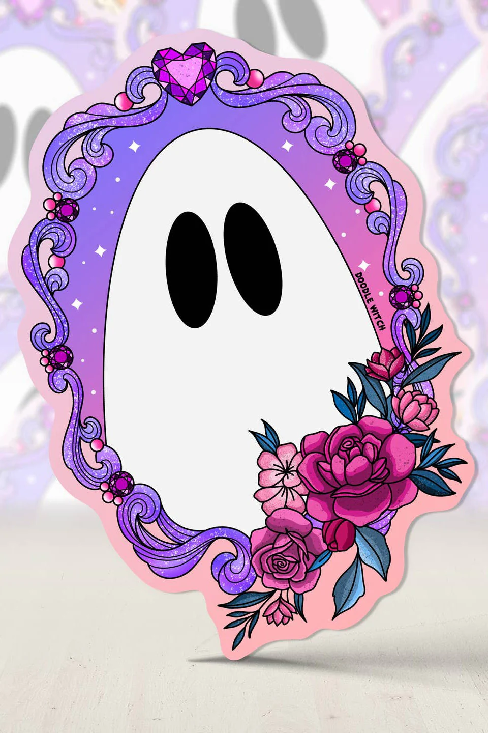 Ghost Flower Frame Halloween Sticker - Image 3