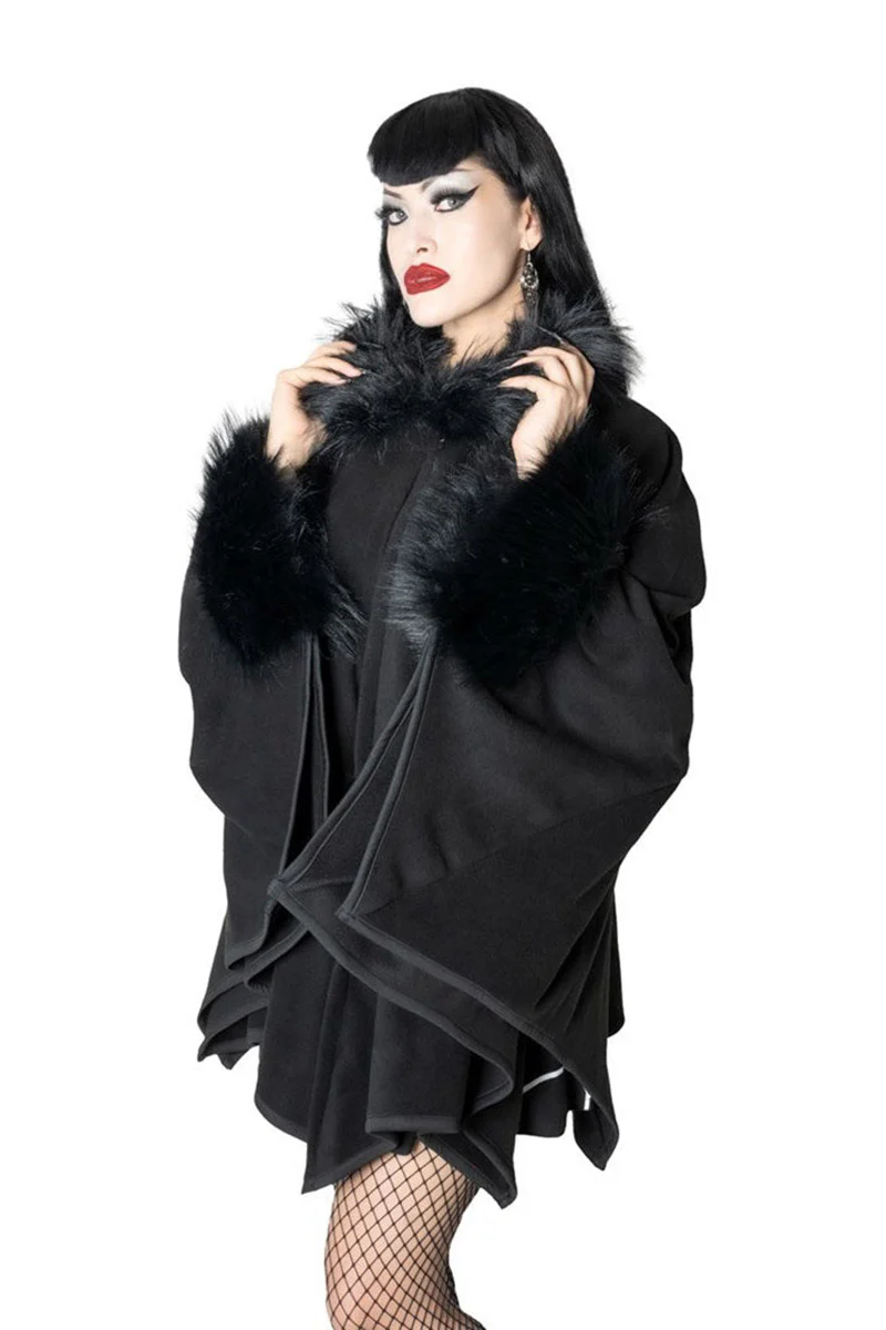 Glamour Ghoul Web Cape Black Fur - Image 3
