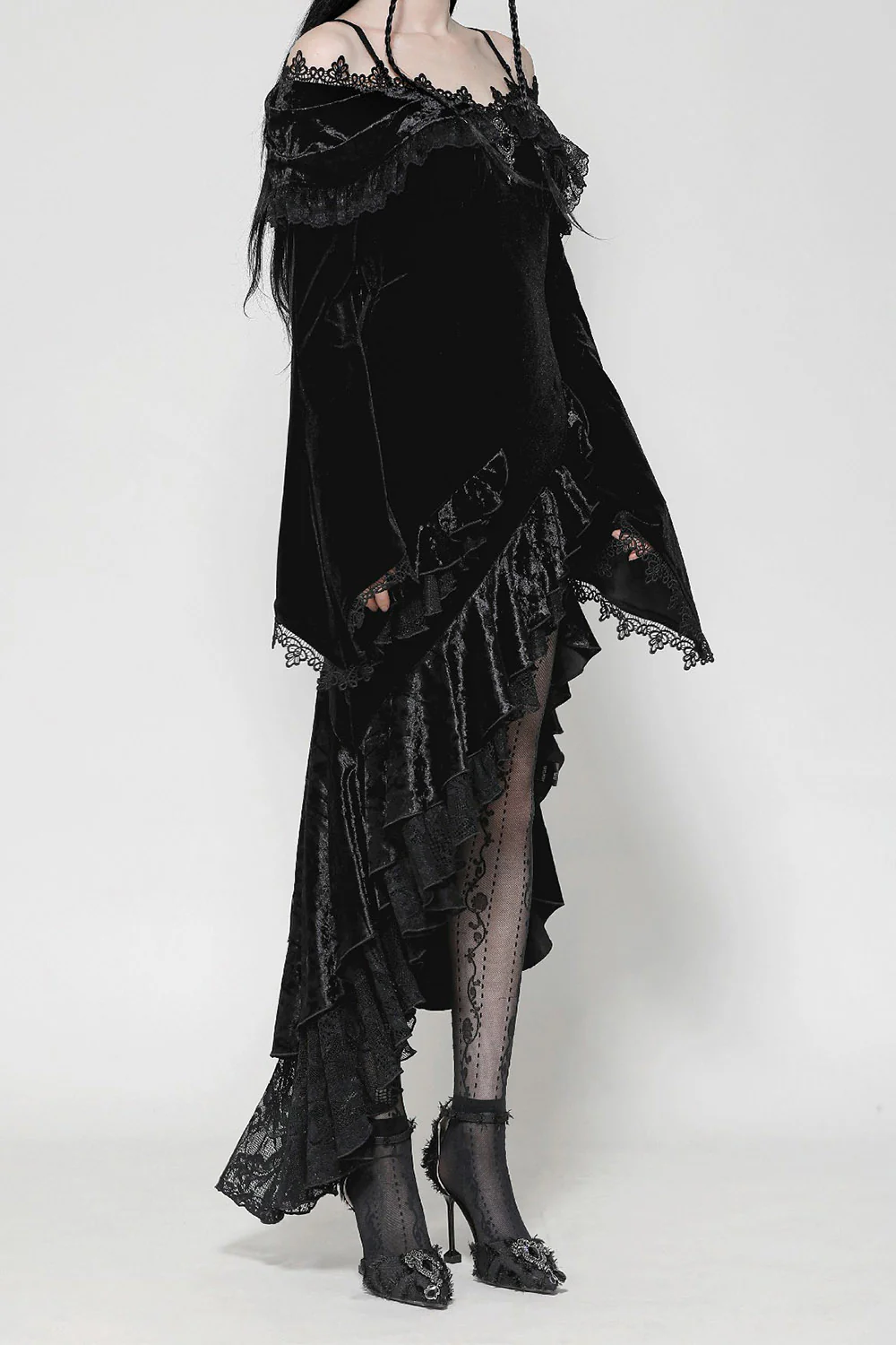 Gloomstone Leg Slit Lace-Up Dress - Image 4