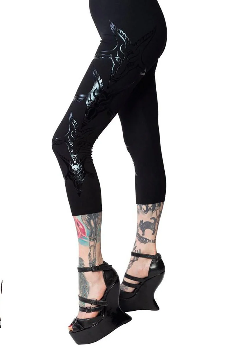Goathead Black Foil Capri Leggings - Image 2