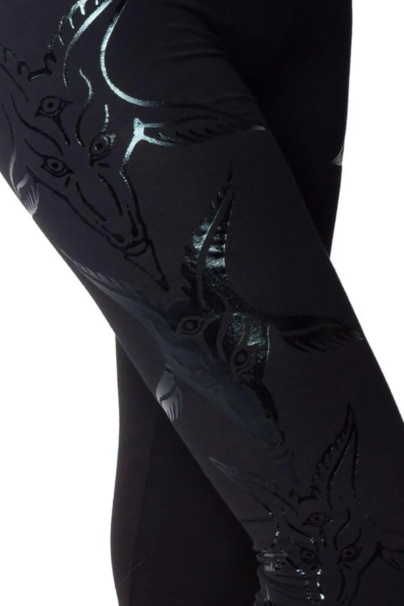 Goathead Black Foil Capri Leggings - Image 3
