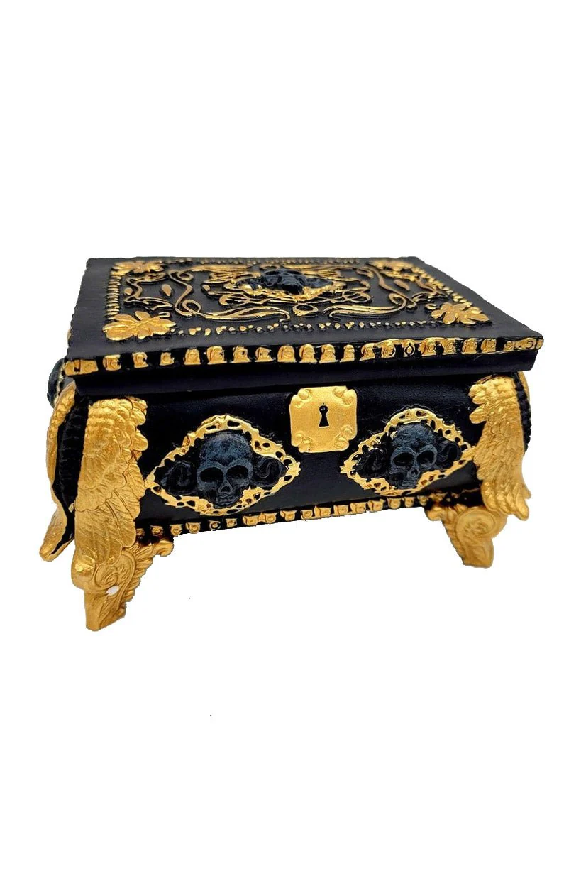 Gold and Black Skull Jewelry Box - Image 4