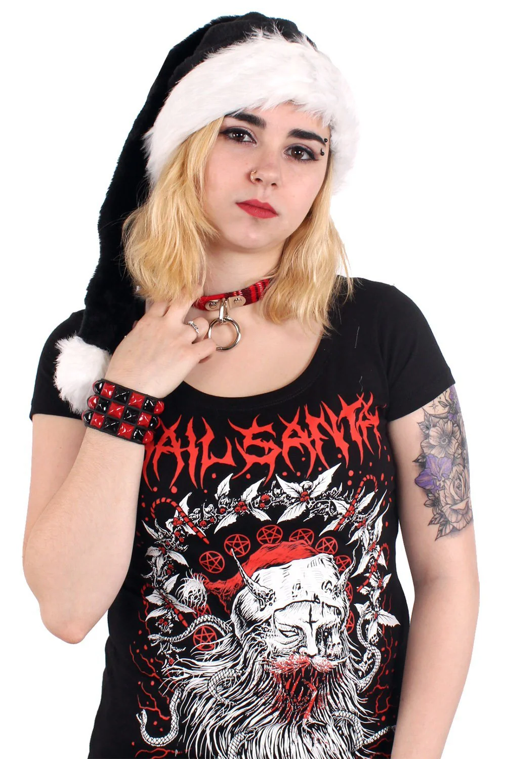 Goth Black Santa Hat - Image 8