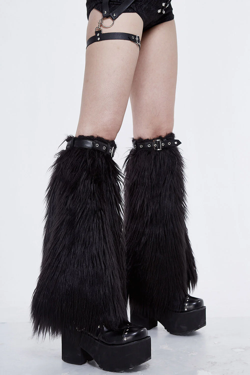 Goth Rave Faux Fur Leg Warmers - Image 3