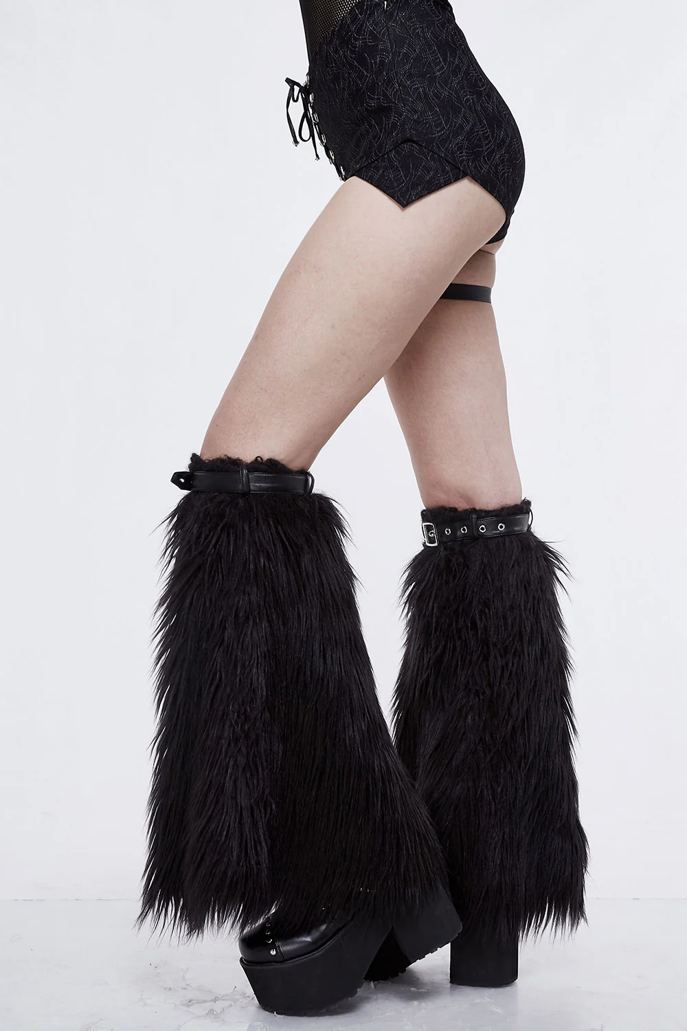 Goth Rave Faux Fur Leg Warmers - Image 4