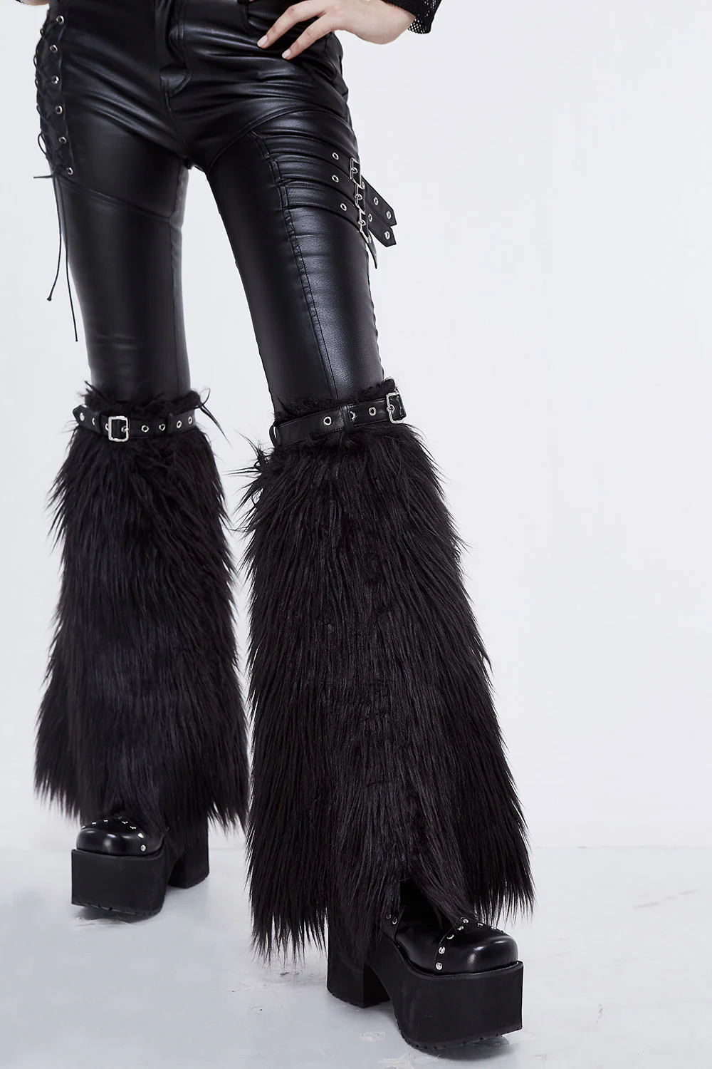 Goth Rave Faux Fur Leg Warmers - Image 5