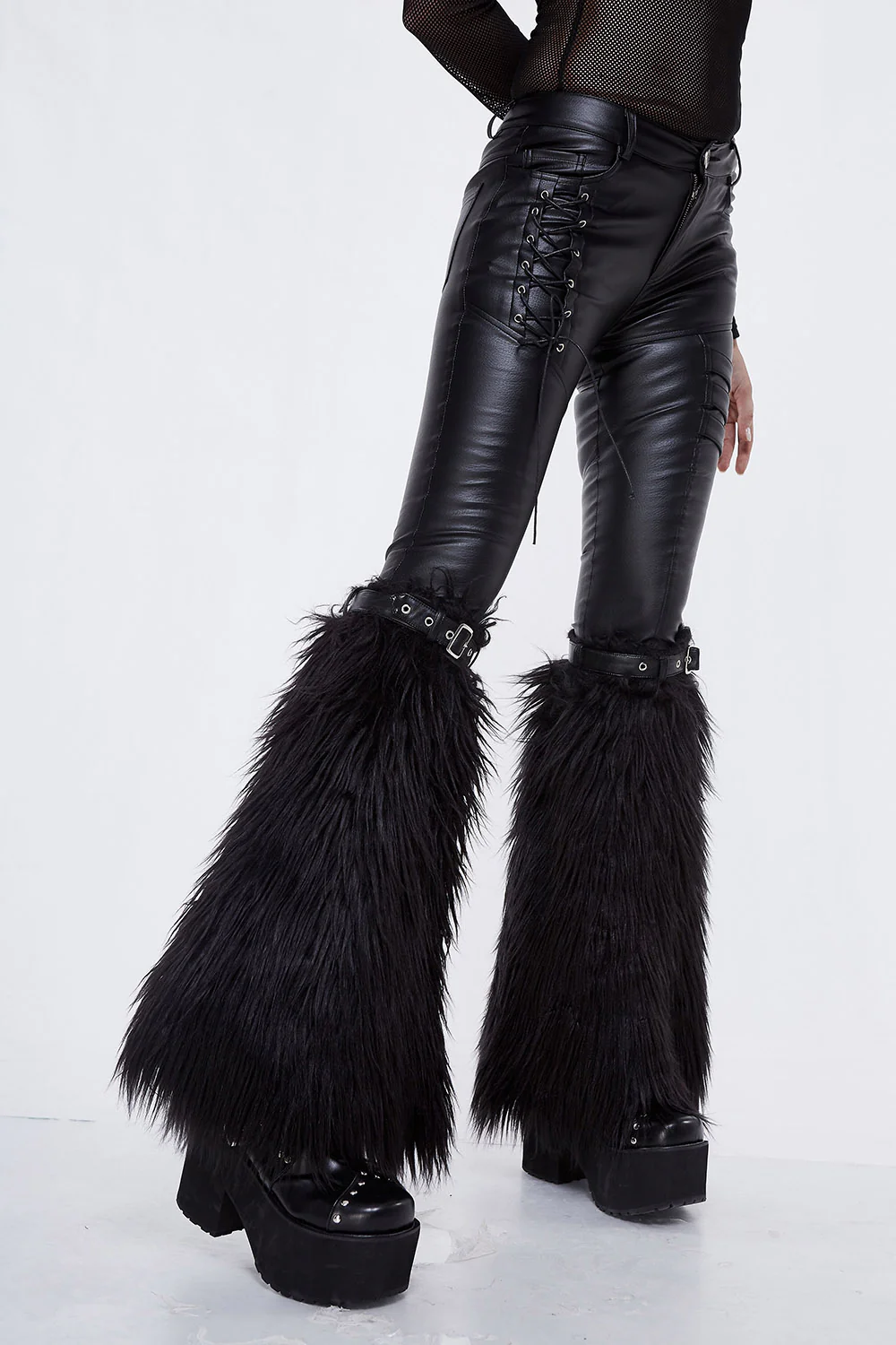 Goth Rave Faux Fur Leg Warmers - Image 6