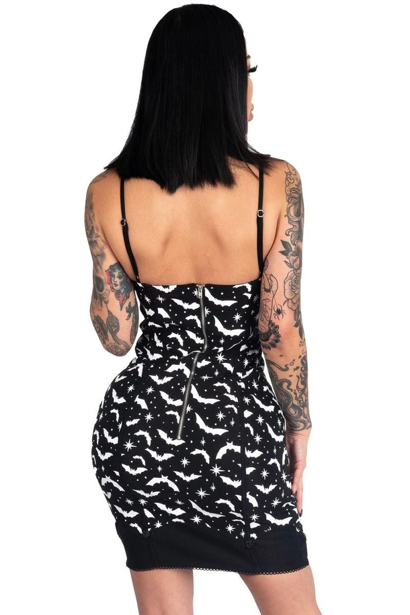 Gothic Bats and Stars Bat Cup Dress - Image 3