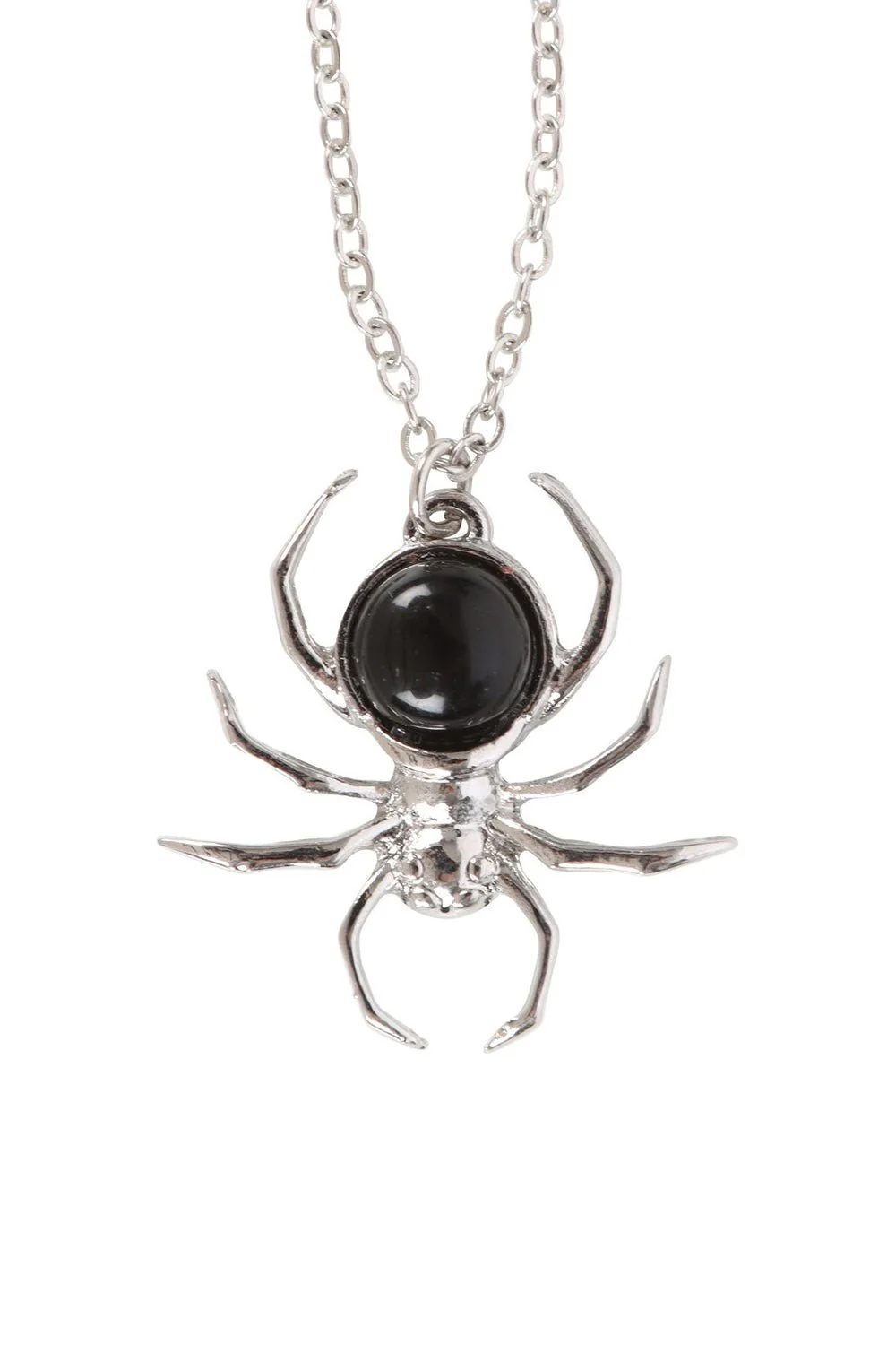 Gothic Black Obsidian Spider Pendant Necklace - Image 2