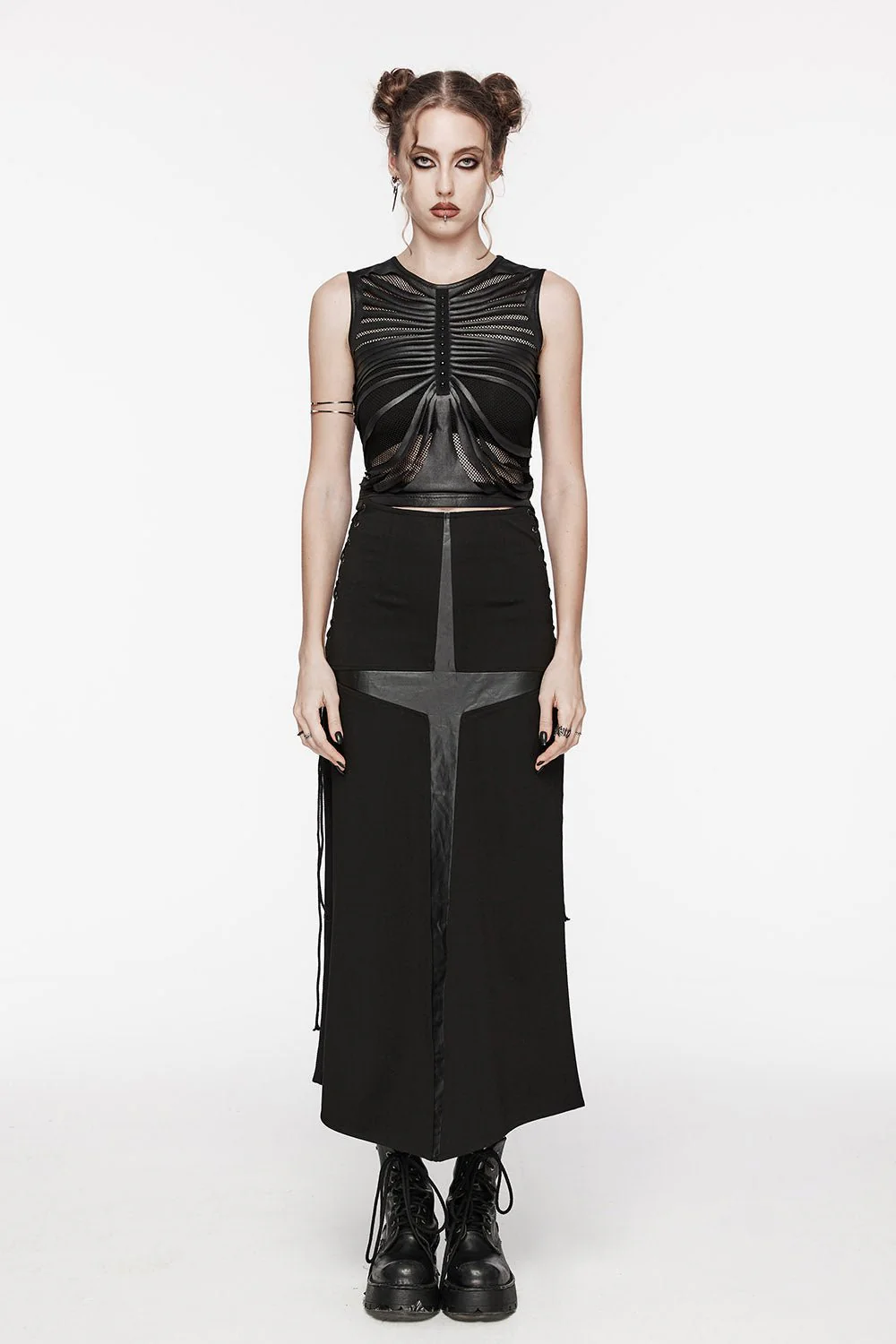 Gothic Cross High-Waisted Maxi Skirt - Image 5