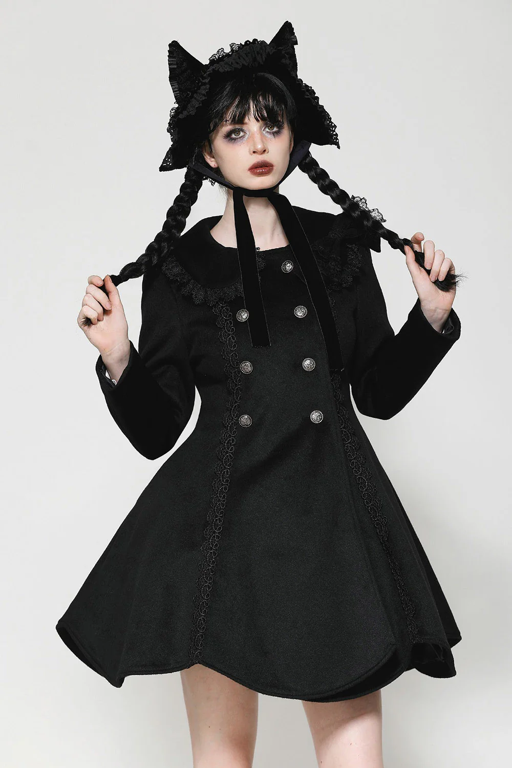 Gothic Lolita Black Cat Ear Bonnet