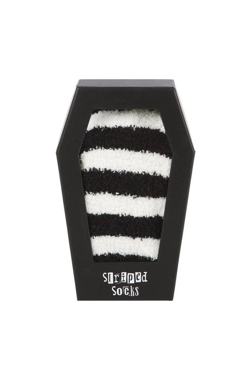 Gothic Striped Halloween Socks in Coffin Gift Box - Image 3