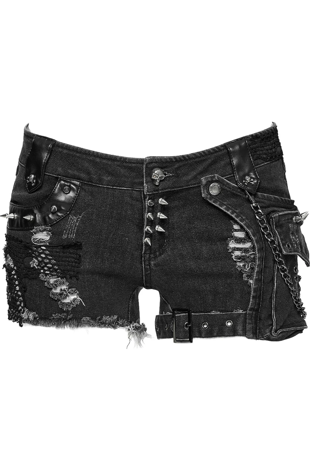 Gravebones Studded Shorts with Thigh Holster Bag - Image 11