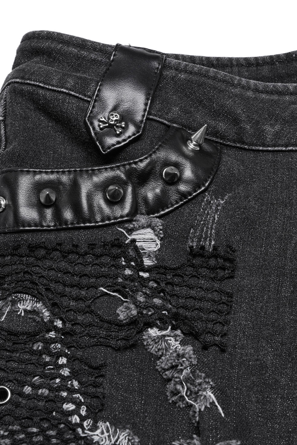 Gravebones Studded Shorts with Thigh Holster Bag - Image 14