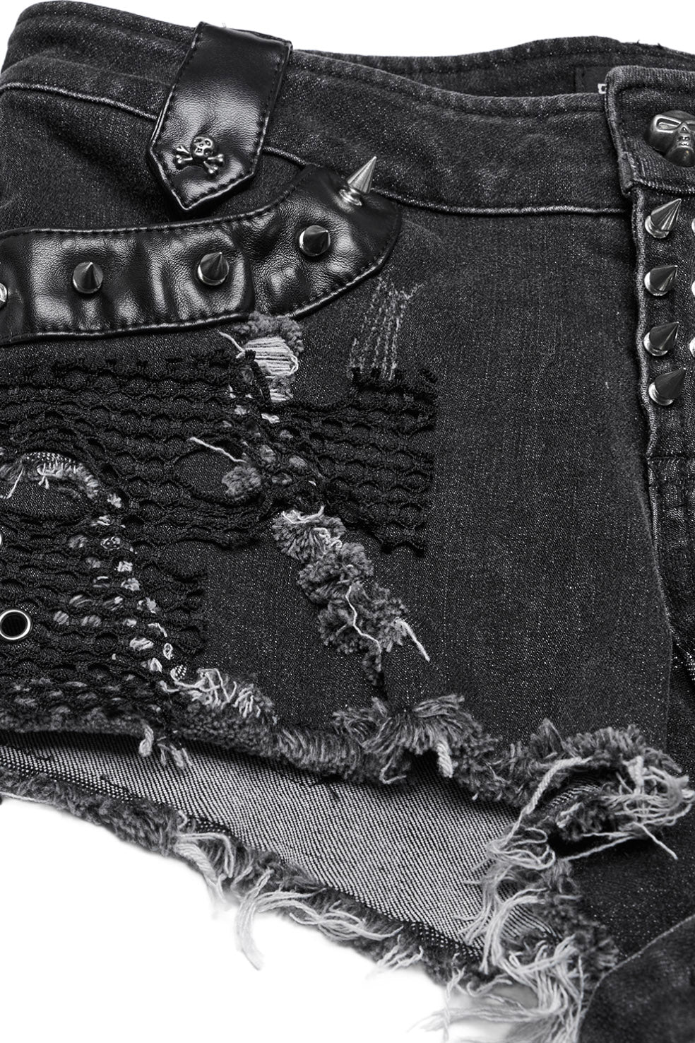 Gravebones Studded Shorts with Thigh Holster Bag - Image 17