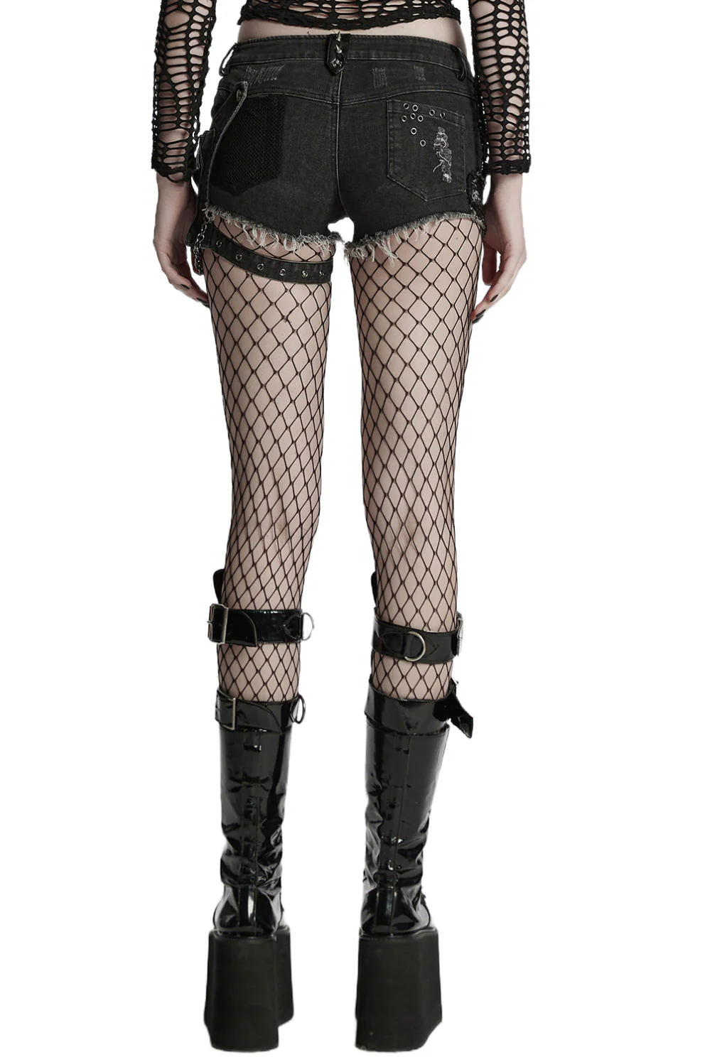 Gravebones Studded Shorts with Thigh Holster Bag - Image 4