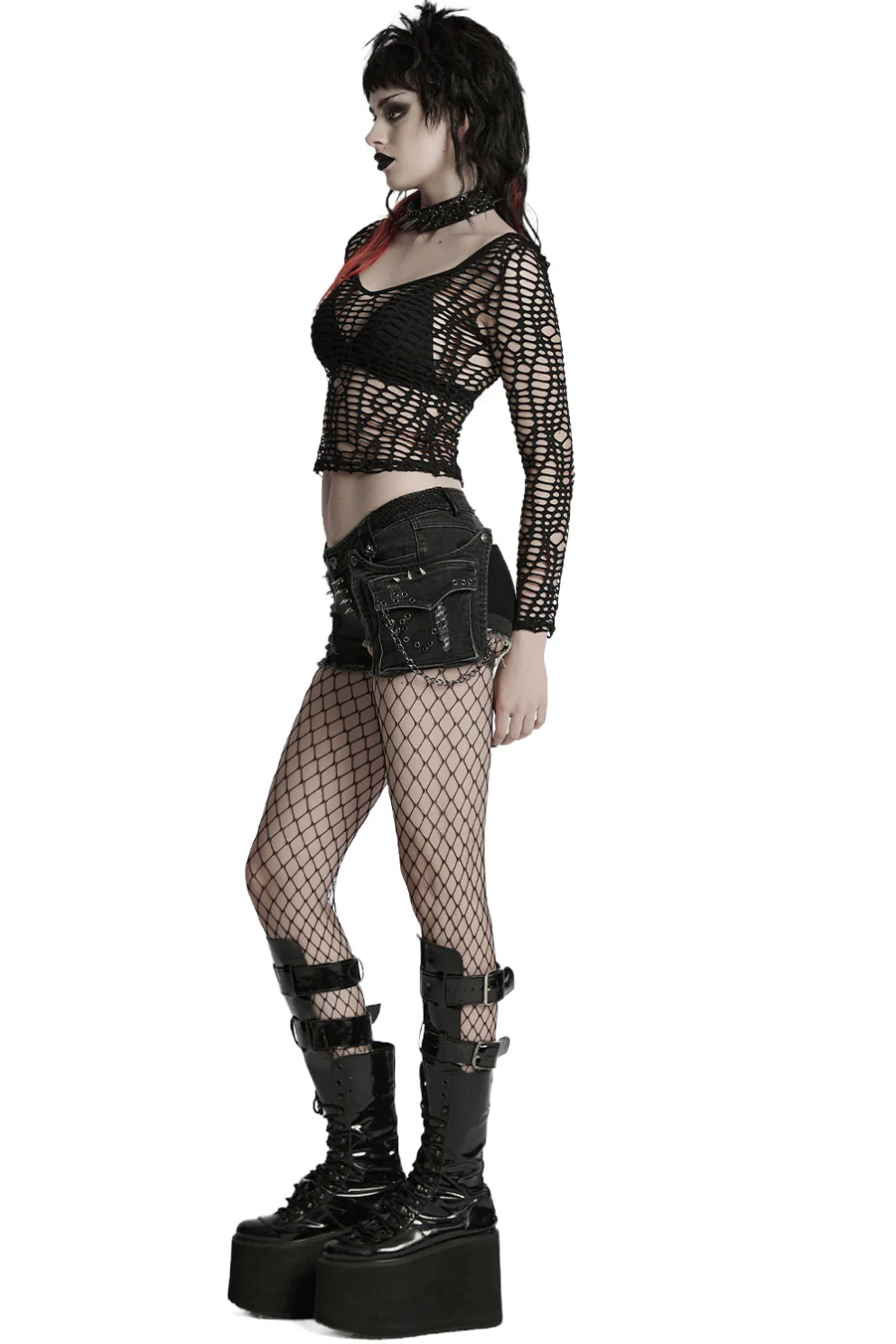 Gravebones Studded Shorts with Thigh Holster Bag - Image 9