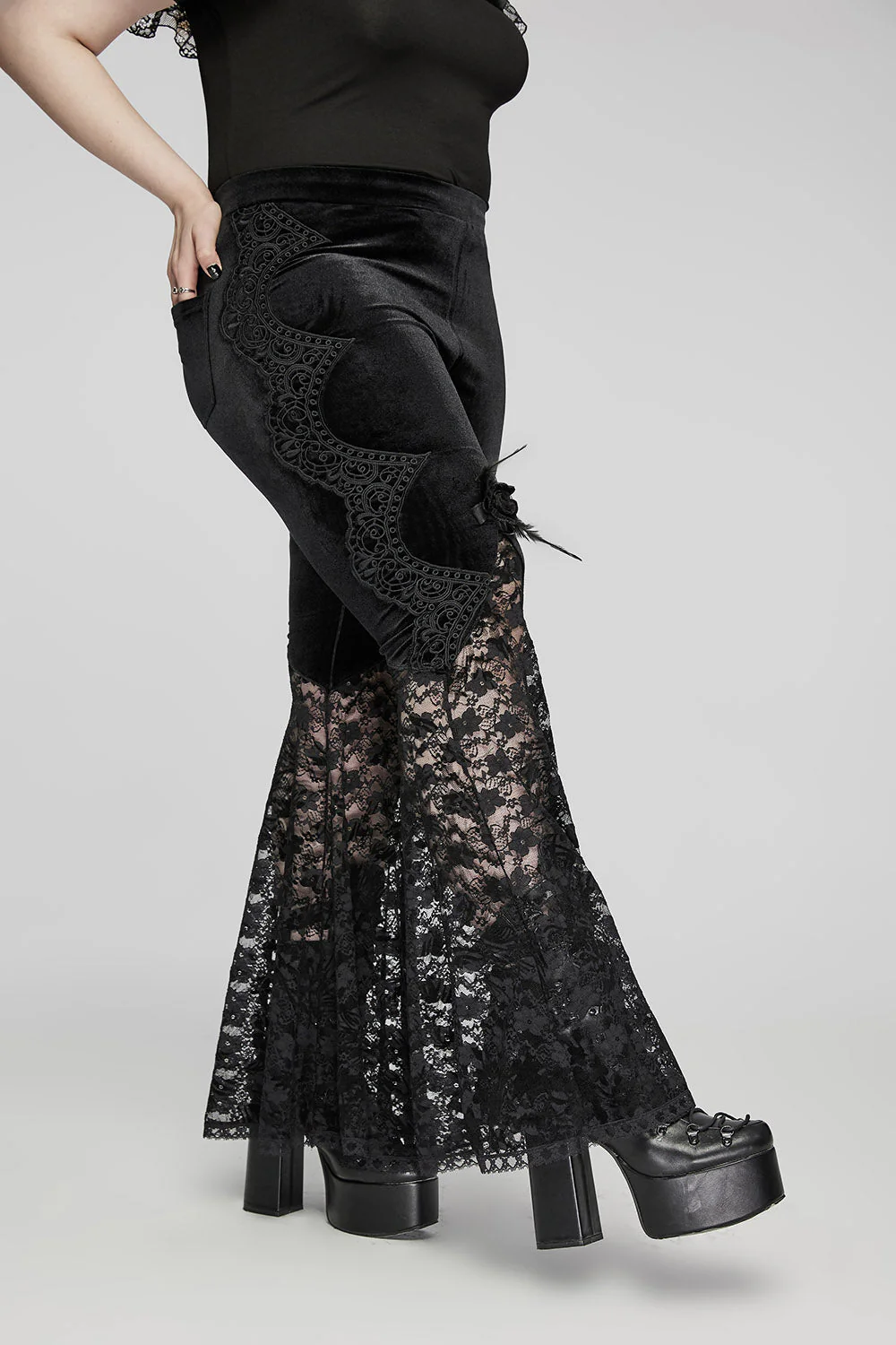 Graven Rose Velvet Lace Flares