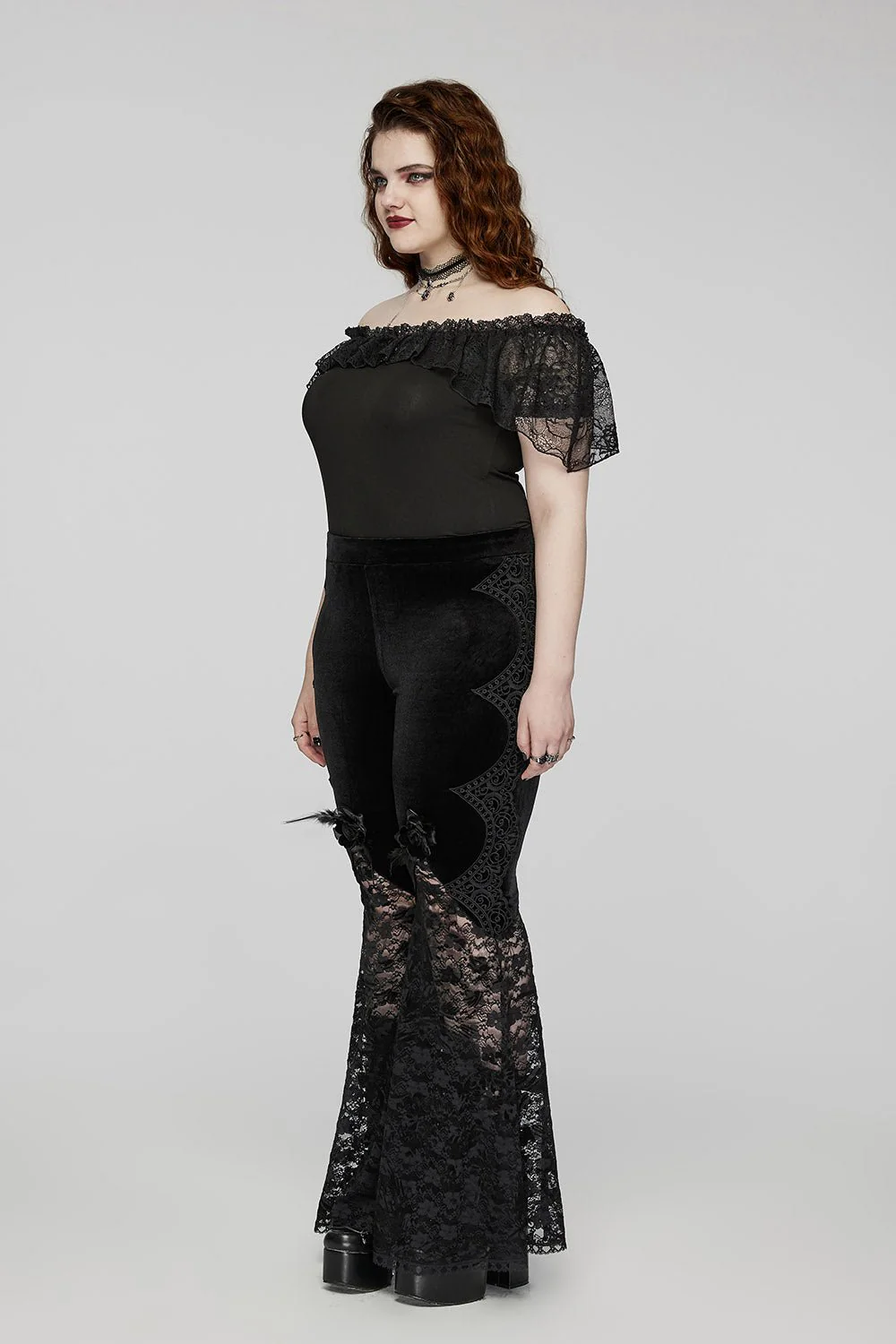 Graven Rose Velvet Lace Flares - Image 6
