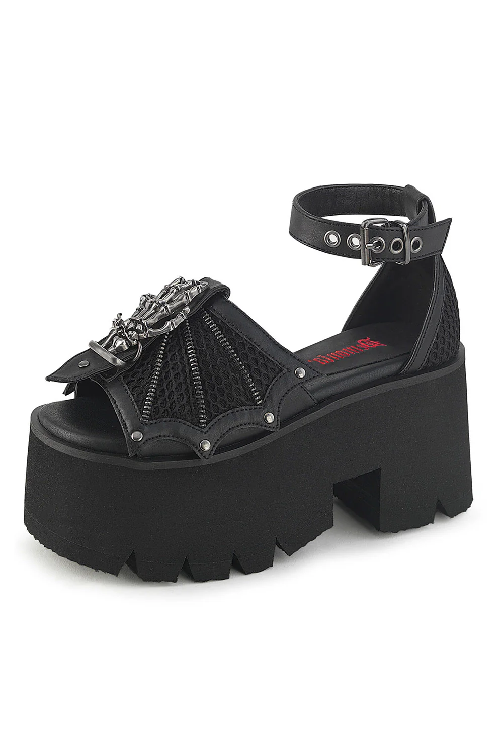 Gravewing Fishnet Platform Sandals [Ashes-11] - Image 3