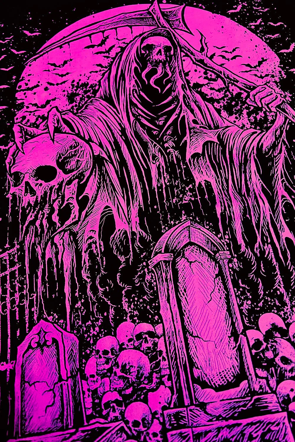 Graveyard Grim Reaper T-shirt [PINK] - Image 7