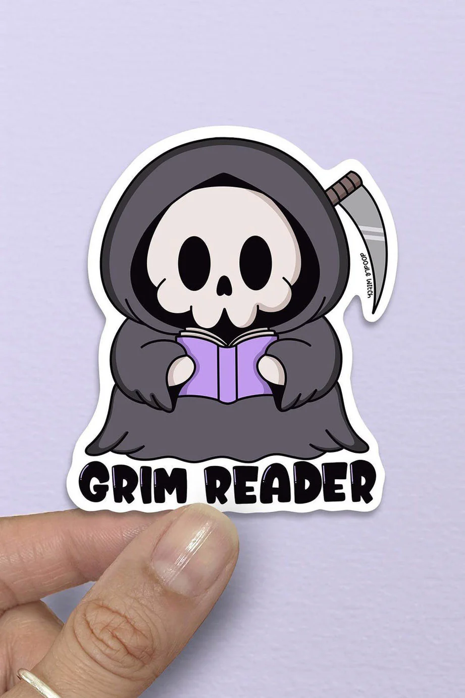 Grim Reader Reaper Reading Spooky Sticker