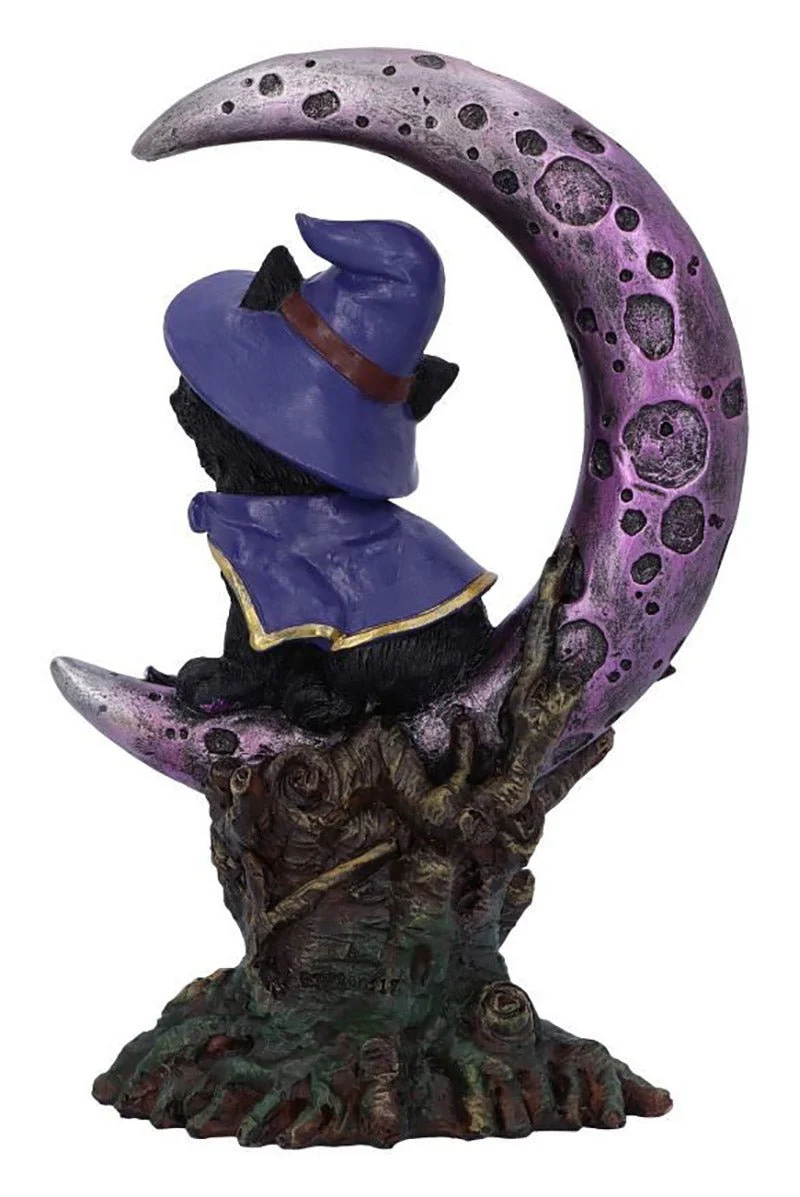 Grimalkin Witches Familiar Black Cat and Crescent Moon Figurine - Image 4