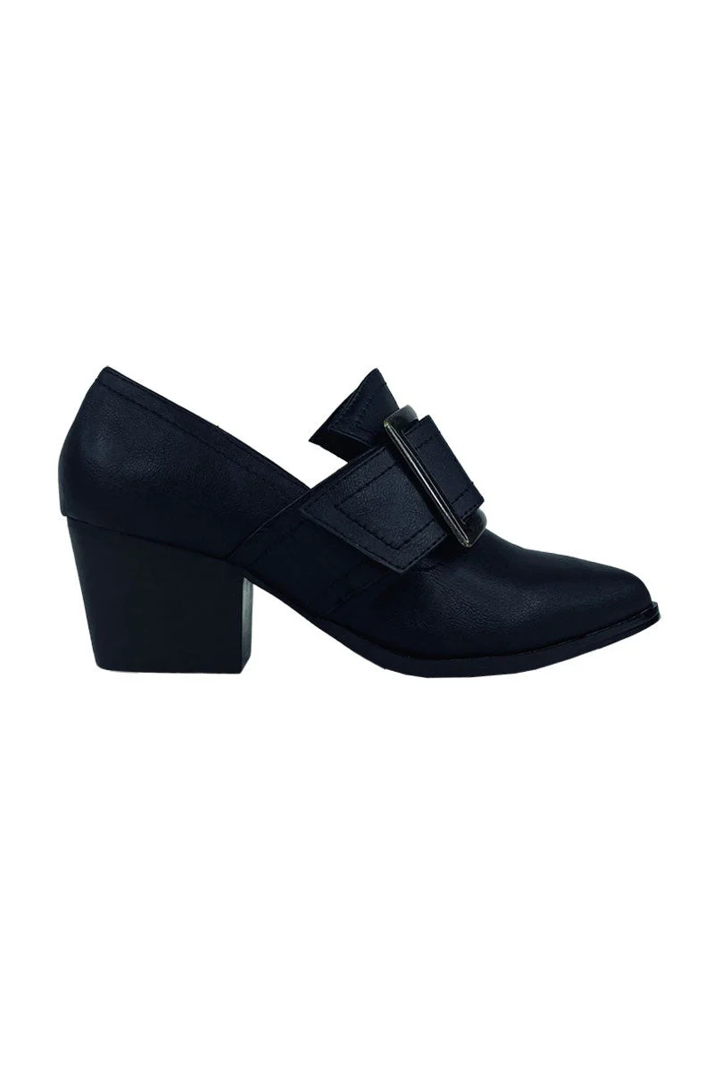 GRIMM Witch Heels [Matte Black/Brass Buckle]