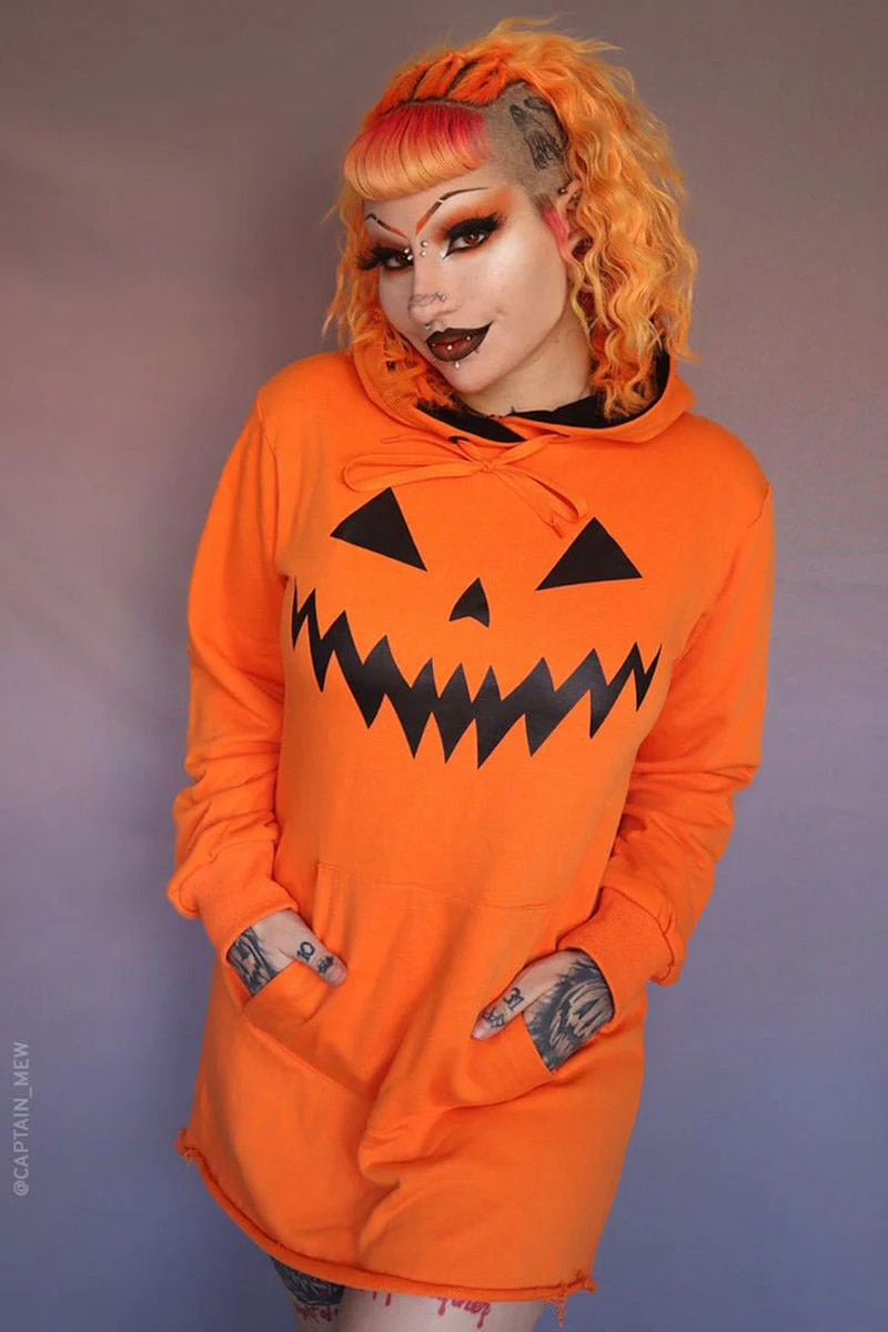 Haunted Hollows Oversized Hoodie Dress [ORANGE] - Image 4