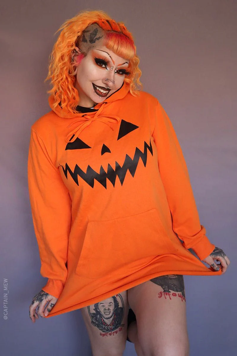 Haunted Hollows Oversized Hoodie Dress [ORANGE] - Image 5