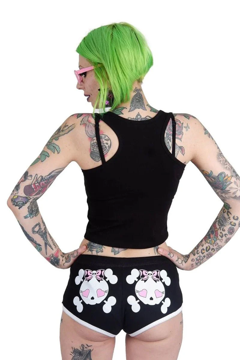 Heart Eye Skull With Bows Shorts [White Trim] - Image 2