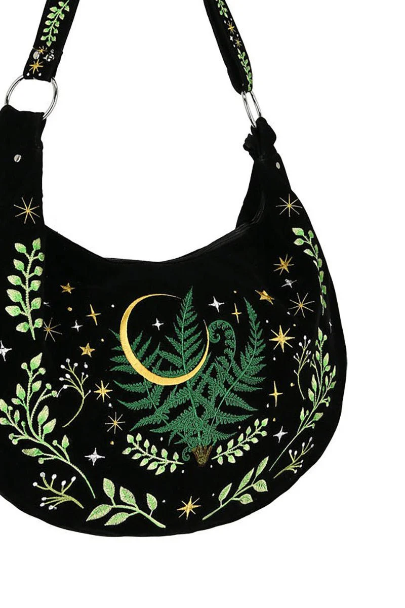 Herbal Hobo Bag with Fern Embroidery - Image 2