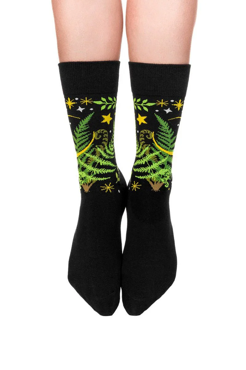Herbal Jacquard Socks [Fern & Crescent] - Image 4