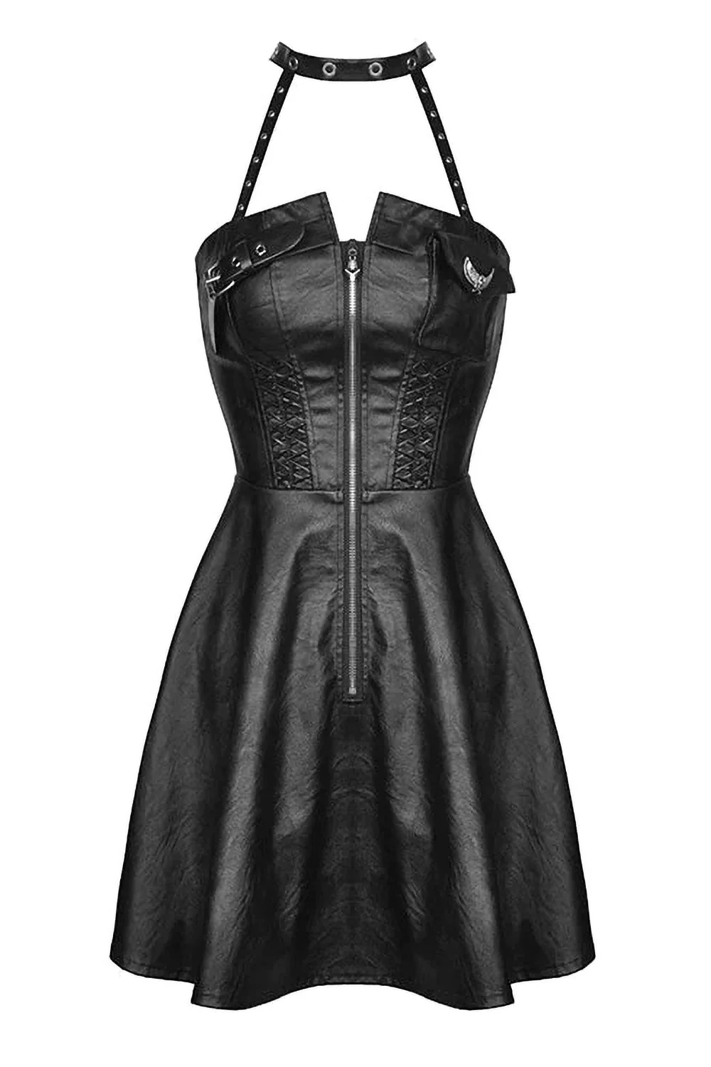 Hexed Leather Halter Dress - Image 5