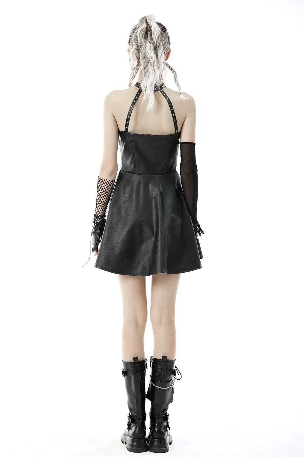 Hexed Leather Halter Dress - Image 8