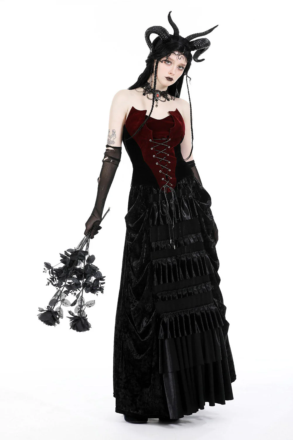 Highwaisted Velvet Vampire Maxi Skirt - Image 2