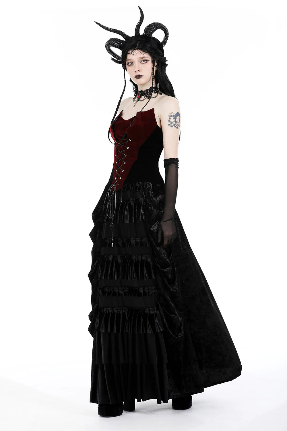 Highwaisted Velvet Vampire Maxi Skirt - Image 3