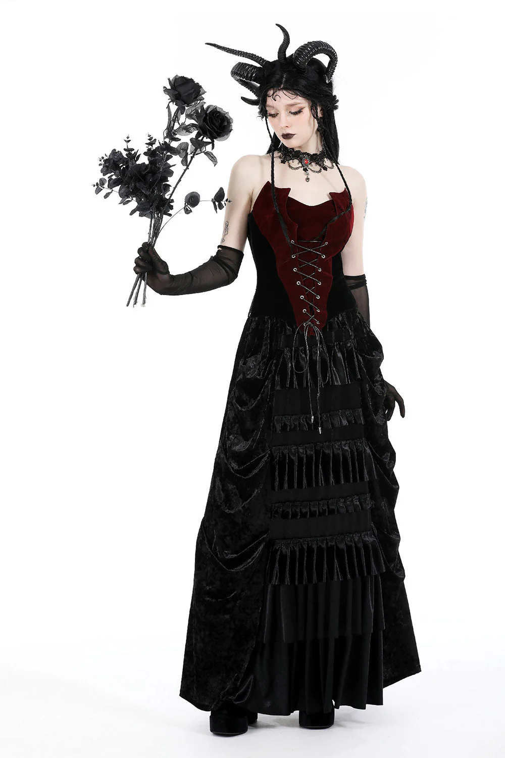 Highwaisted Velvet Vampire Maxi Skirt - Image 4
