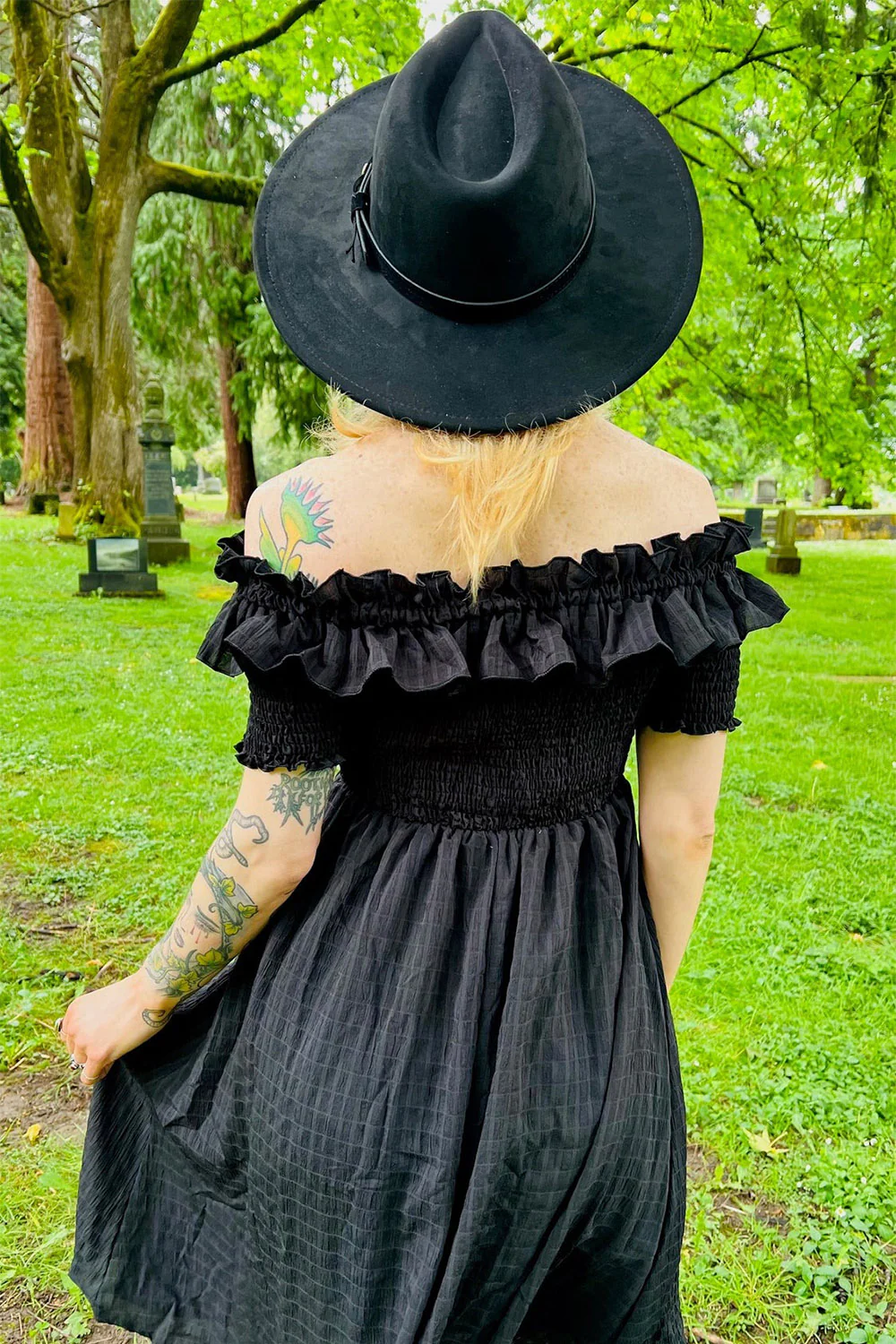Hilda - Dark Plaid Cottage Dress - Image 5