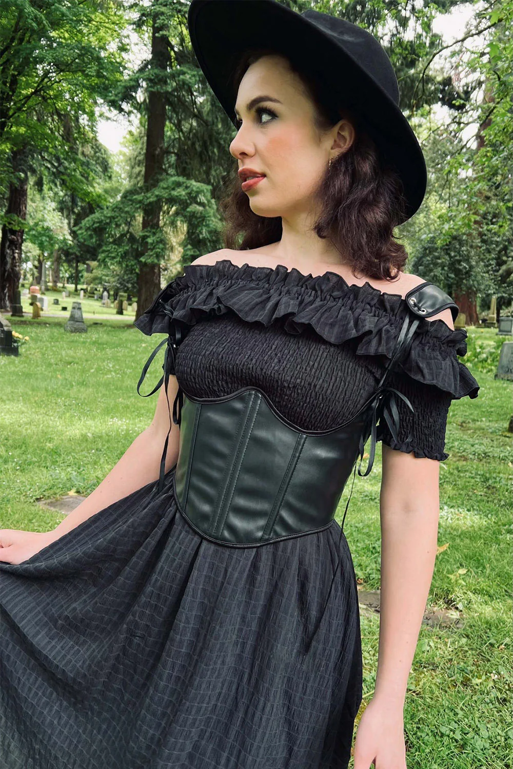 Hilda - Dark Plaid Cottage Dress - Image 6