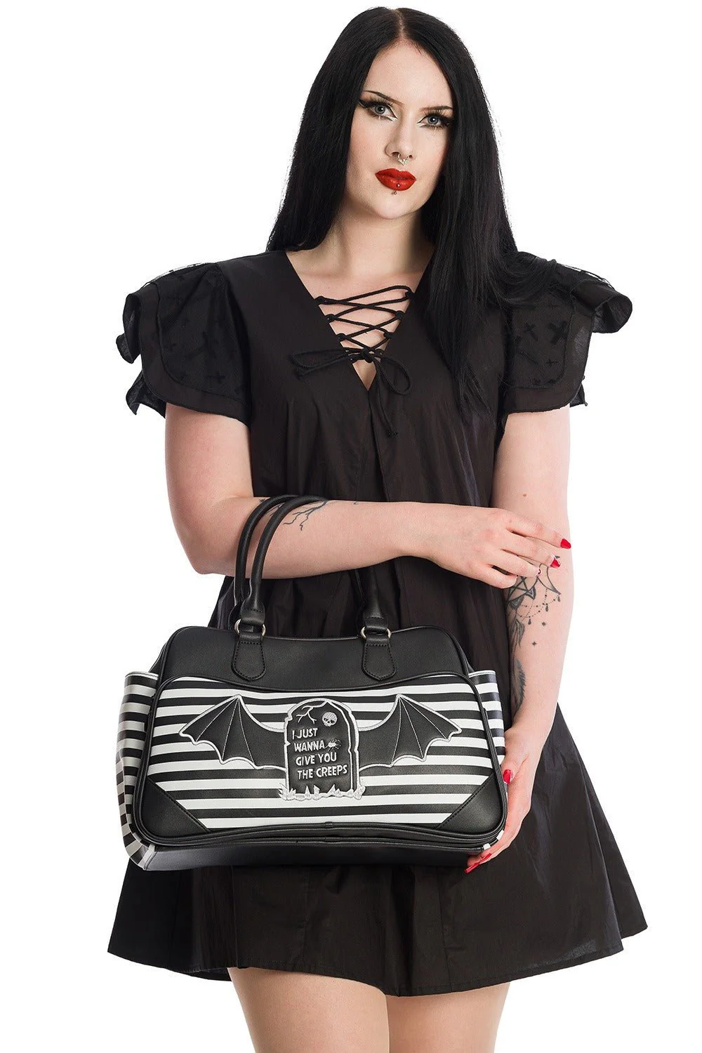 I'm Creepy Striped Bag [BLACK/WHITE] - Image 2