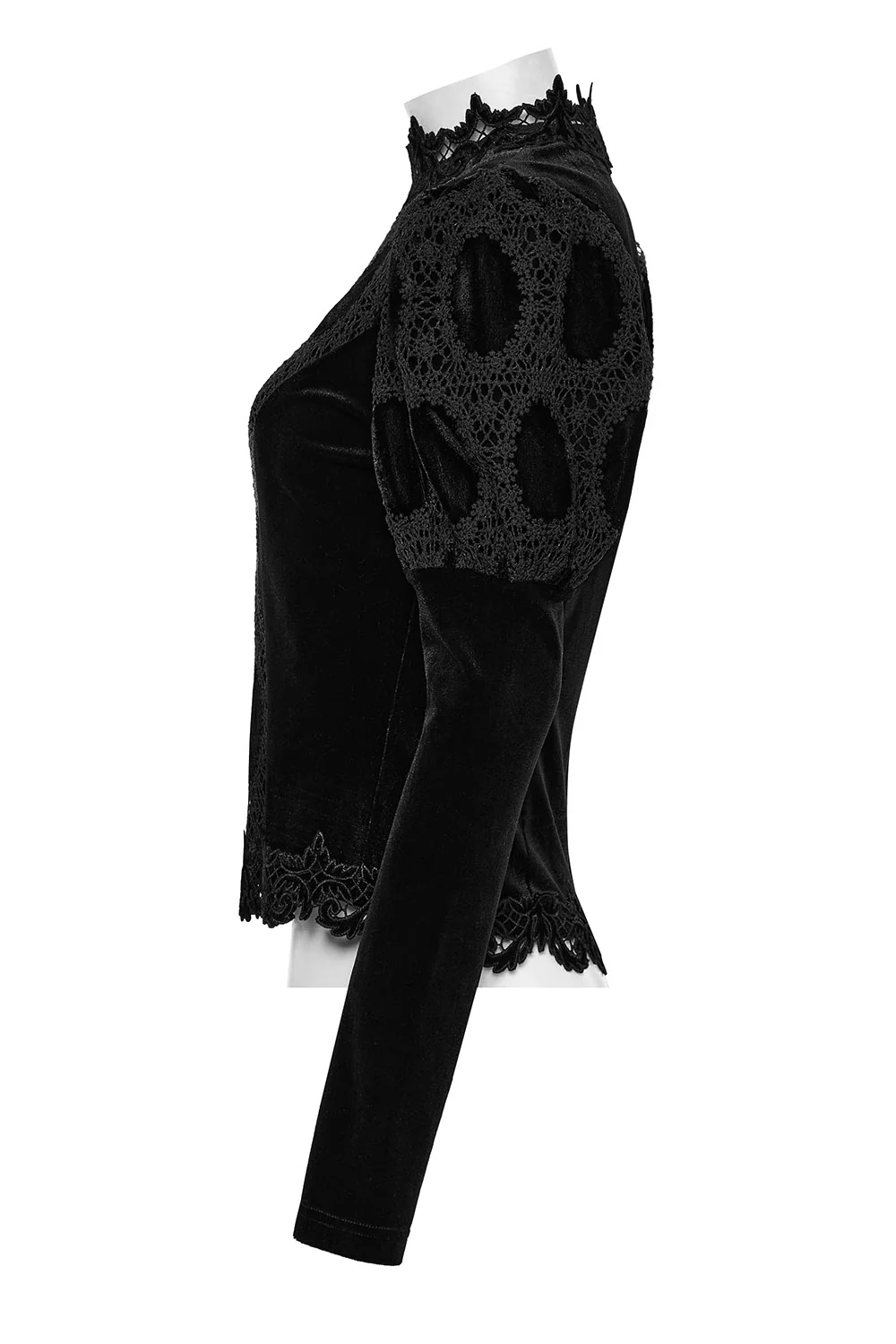 Keylace Embroidered Puff Sleeve Top [Black] - Image 5