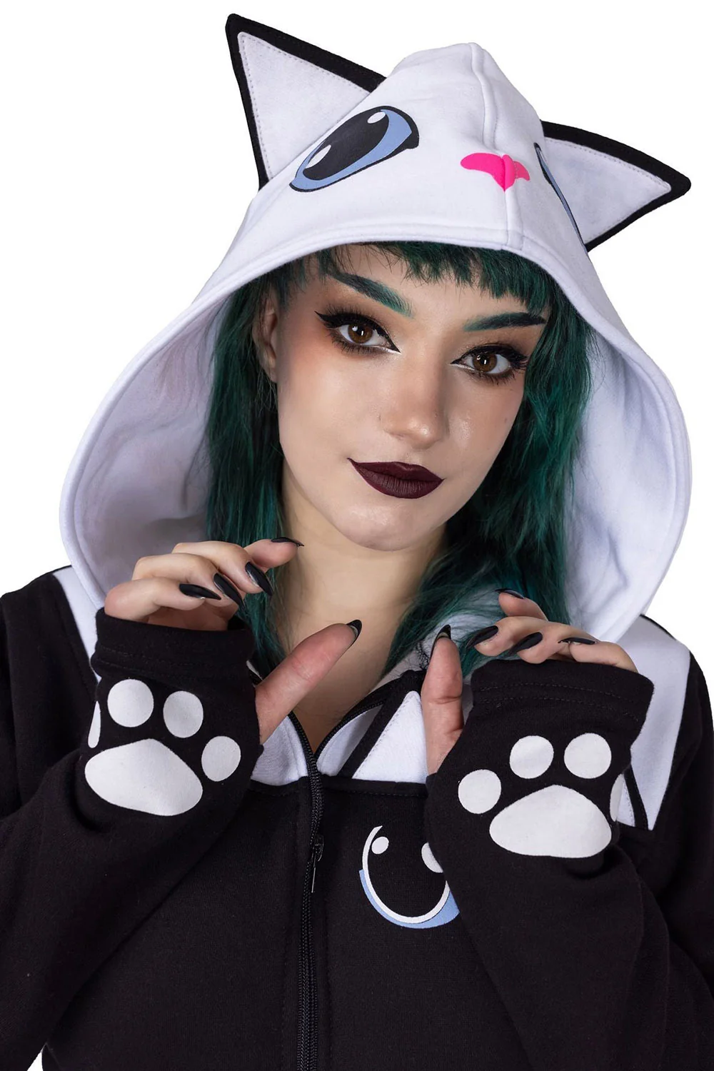 Kitty Hoodie [BLACK/WHITE] - Image 4