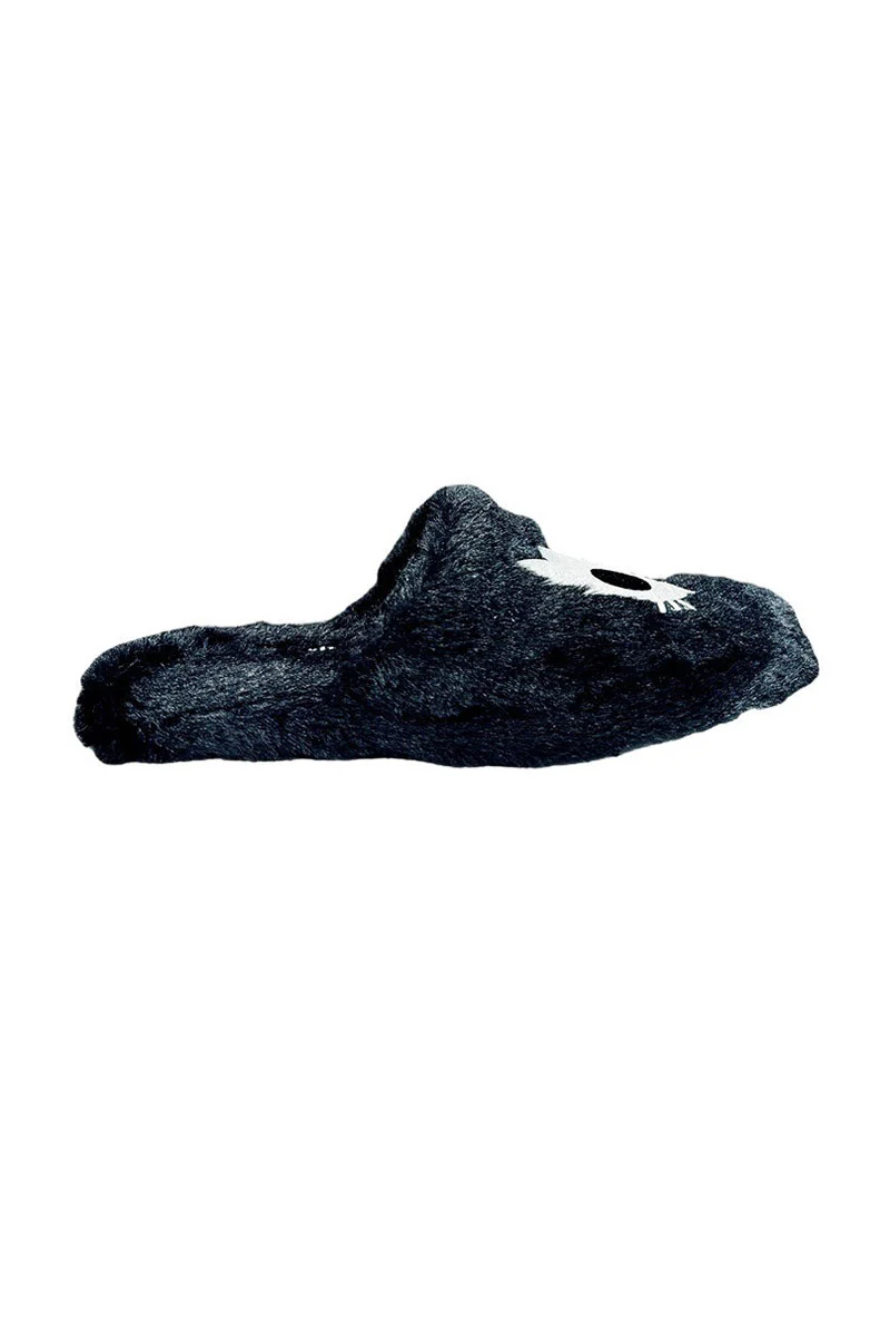 Kreepy Kozy Kitty Skull Slippers [Black/White] - Image 2